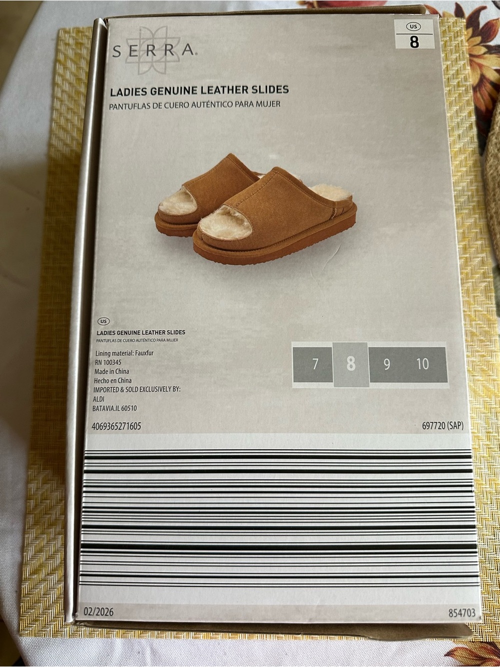 SERRA Chestnut Brown Genuine Leather Mules with Shearling Trim - Picture 7 of 7